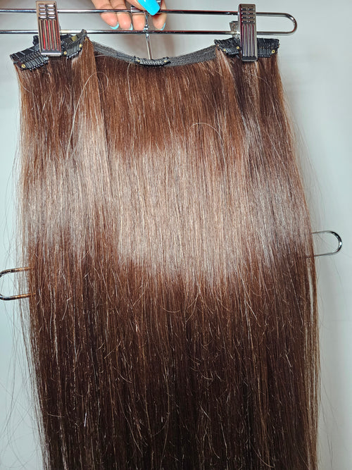 26" Clip In Extensions - Raw Indian Hair - Chocolate #2 120 grams - VALENTINE SALE