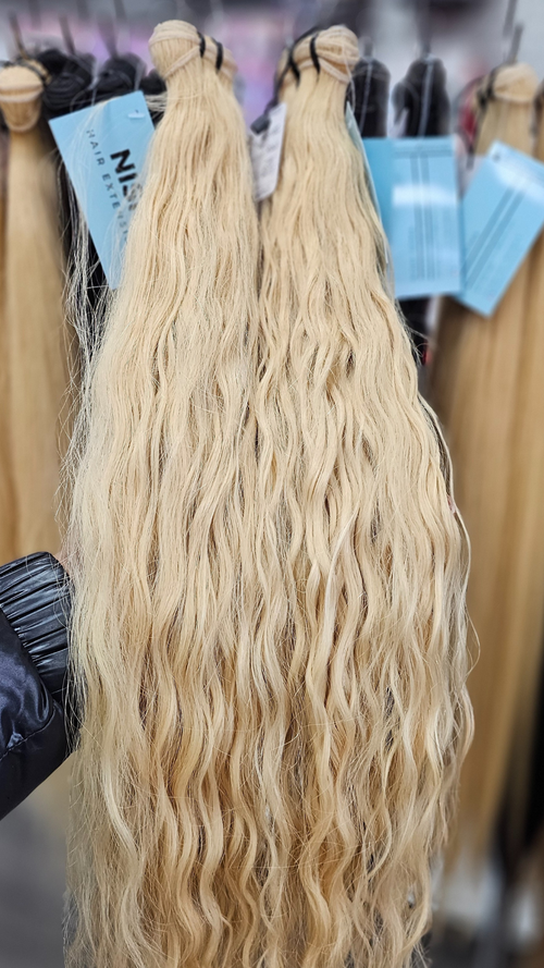 28" Blonde Water Wavy 100% Human Hair Bundle 120g