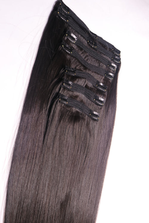 26" Clip In Extensions - Raw Indian Hair - Natural black Straight 300 grams - VALENTINE SALE