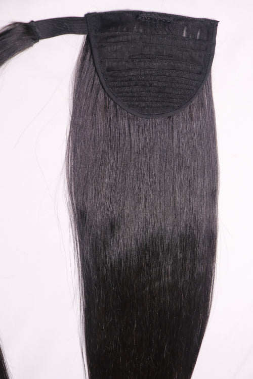 30" Clip In Ponytail - Raw Indian Hair - Natural Black Straight 120grams - VALENTINE SALE