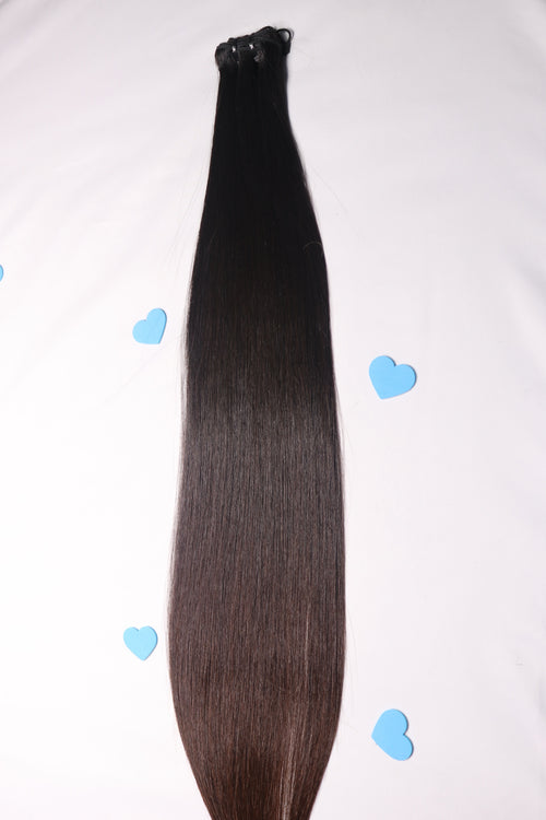 28" Sew In Bundle - Raw Indian Hair - Natural Black Straight 120grams - VALENTINE SALE