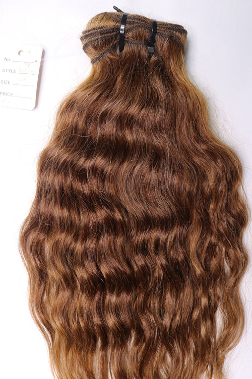 14" Sew In Bundle - Raw Indian Hair - Mocha #4 Water Wavy 120grams VALENTINE SALE