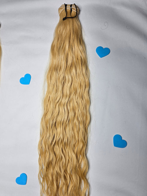 26" Sew In Bundle - Raw Indian Hair - Blonde Water Wav 120grams - VALENTINE SALE
