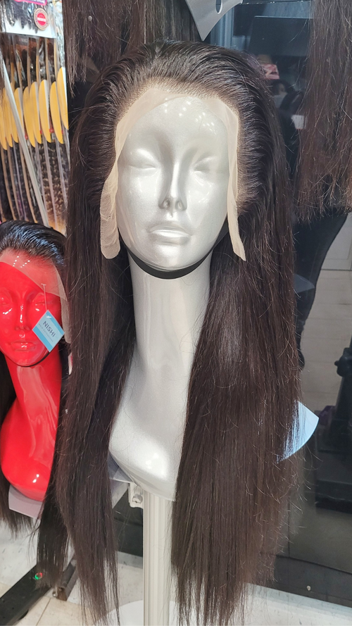 26” 13*4 Transparent Lace Frontal Wig Natural Black 180% Density Silky Straight