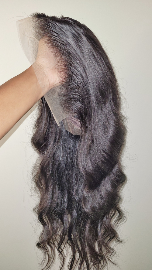 24” 13*4 Transparent Lace Frontal Wig Natural Black 200% Density