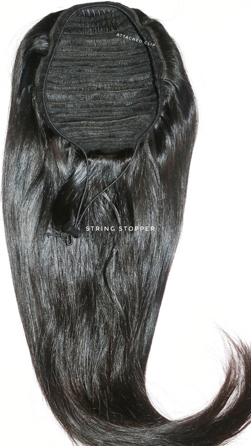 26” Natural Black Clip In Ponytail - Drawstring Ponytail 100% Human Hair
