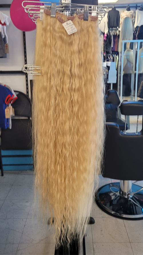 30" Platinum Blonde (613) Clip In Extensions NATURAL Edition 120grams
