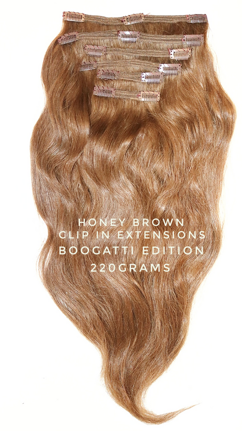 26" Honey Brown (#8) Clip In Extensions BOOGATTI Edition 220GRAMS