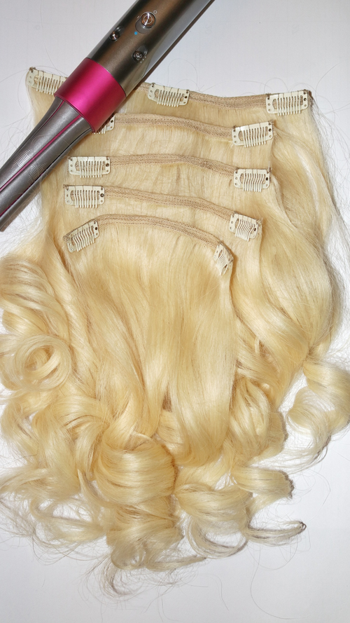 18" Platinum Blonde (#613) Clip In Extensions NATURAL Edition 120GRAMS