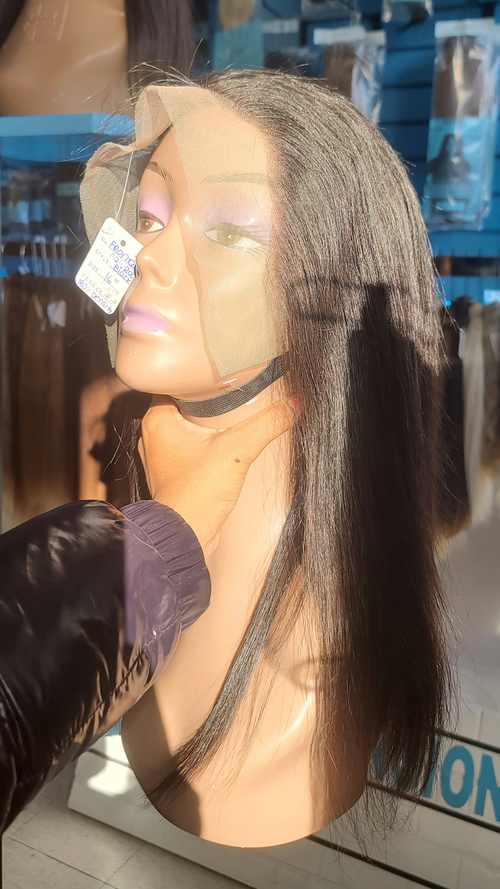 16” 13*4 Transparent Lace Frontal Wig Natural Black 180% Density Silky Straight