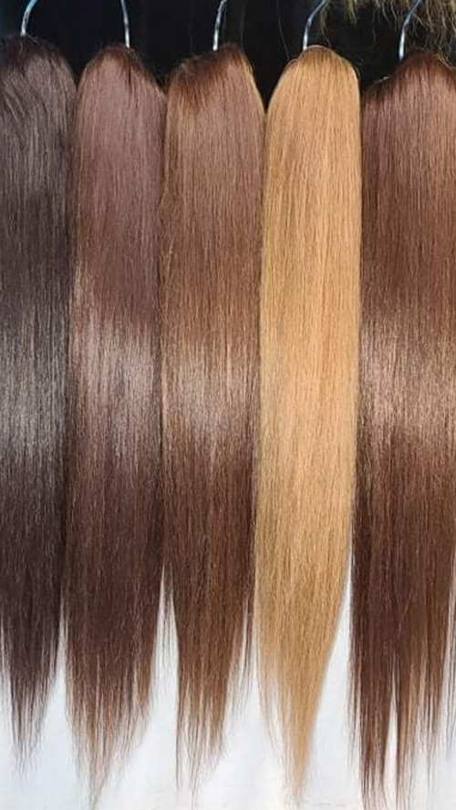 ALL BROWN/BLONDE Drawstring Ponytail - 100% Human Hair