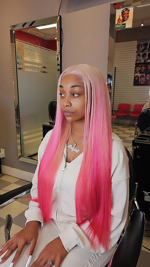 PINKY DOLL Inspired Wig - The Pinky Doll Unit - 28" 13*4  HD Lace Front - Ombré Pink Wig | 200% Density