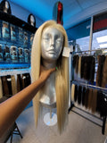 26” 4*4 Transparent Lace Fronal Wig Blonde 180% Density Silky Straight