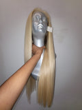 26” 4*4 Transparent Lace Fronal Wig Blonde 180% Density Silky Straight