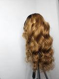 28” 4*4 Transparent Lace Closure Wig Chestnut 200% Density Silky Wavy
