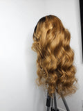 28” 4*4 Transparent Lace Closure Wig Chestnut 200% Density Silky Wavy