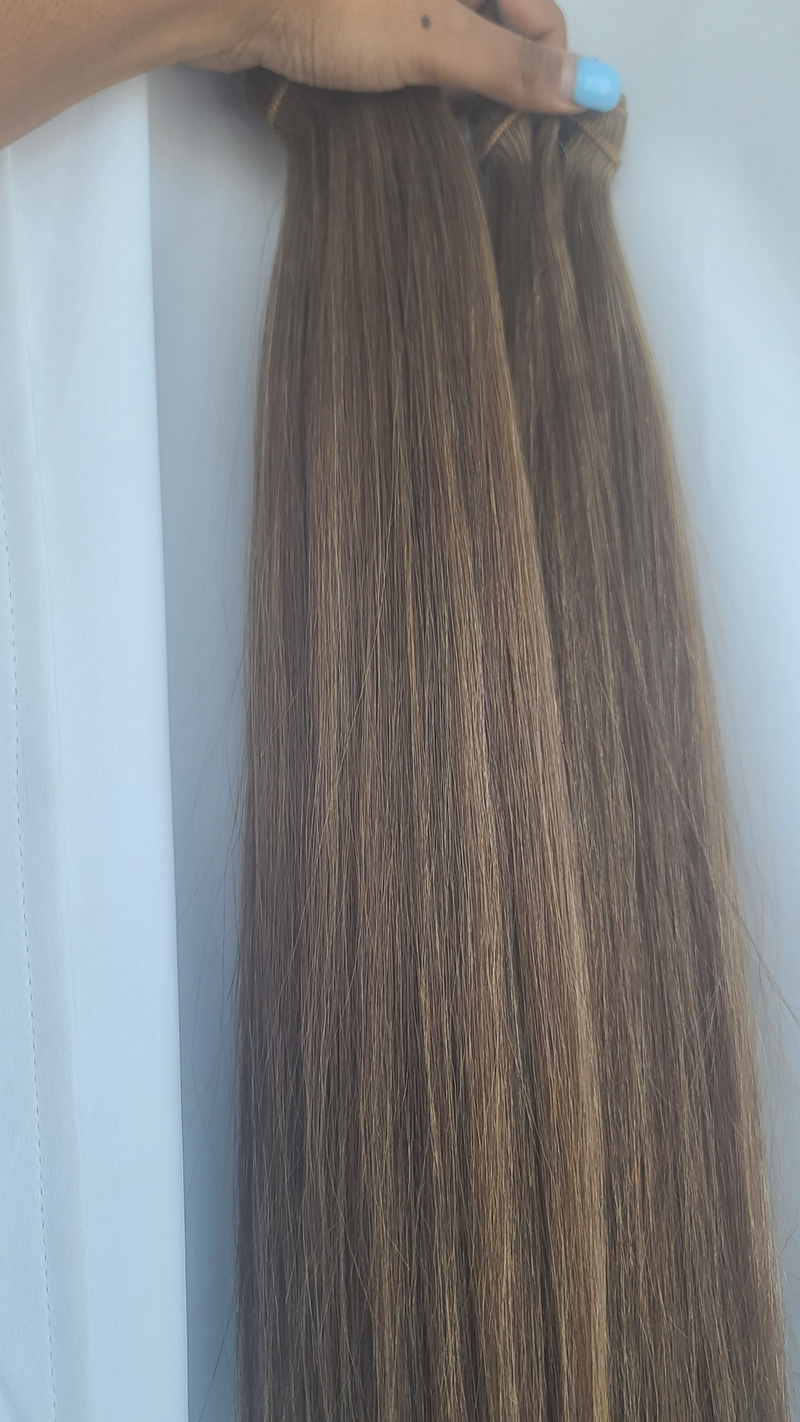 22" Light Ash Brown Black  Raw 100% Human Hair Bundle 120g