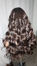 Serene - 26" 4*4 Transparent Lace Closure Wig Natural Dark Brown 200% Density Bombshell Waves Raw Indian Hair