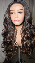 Serene - 26" 4*4 Transparent Lace Closure Wig Natural Dark Brown 200% Density Bombshell Waves Raw Indian Hair