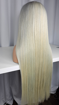 30” 13*4 HD Lace Frontal Wig ICEY BLONDE 250% Density Silky Straight