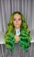 28” Lace Frontal - Custom-Colored Lime & Emerald Green Ombré Wig | Worn by PinkyDoll in VIP