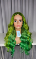 28” Lace Frontal - Custom-Colored Lime & Emerald Green Ombré Wig | Worn by PinkyDoll in VIP