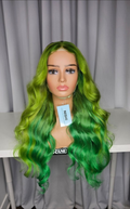 28” Lace Frontal - Custom-Colored Lime & Emerald Green Ombré Wig | Worn by PinkyDoll in VIP