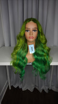 28” Lace Frontal - Custom-Colored Lime & Emerald Green Ombré Wig | Worn by PinkyDoll in VIP
