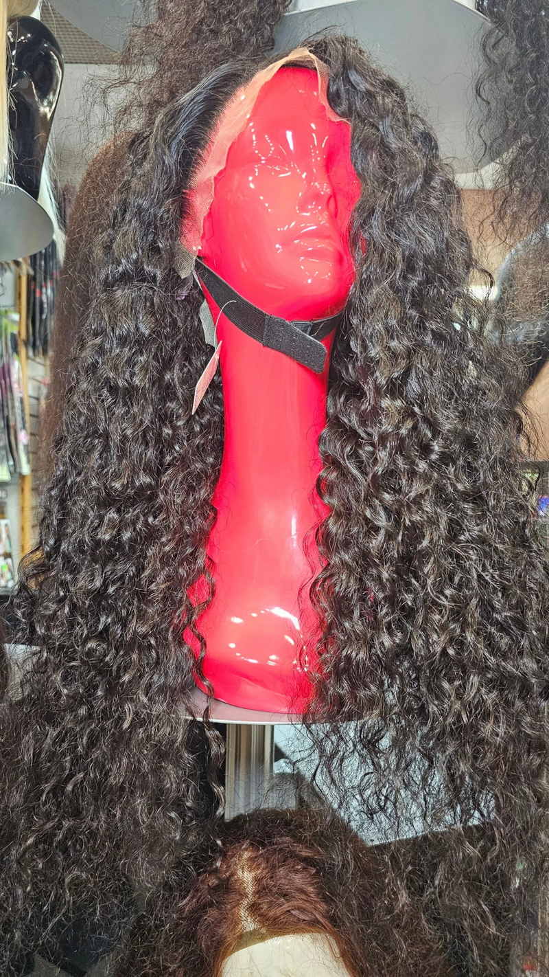 30” 13*4 HD Lace Front Wig INDIAN CURLY Black 200% Density 100% Raw Human Hair - Best Seller