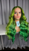 28” Lace Frontal - Custom-Colored Lime & Emerald Green Ombré Wig | Worn by PinkyDoll in VIP