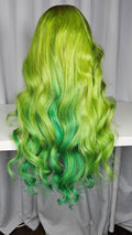 28” Lace Frontal - Custom-Colored Lime & Emerald Green Ombré Wig | Worn by PinkyDoll in VIP