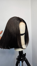 10” BOB Wig 4*4 Transparent Lace Closure Natural Black 180% Density Silky Straight