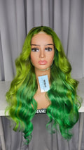 28” Lace Frontal - Custom-Colored Lime & Emerald Green Ombré Wig | Worn by PinkyDoll in VIP