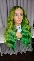 28” Lace Frontal - Custom-Colored Lime & Emerald Green Ombré Wig | Worn by PinkyDoll in VIP