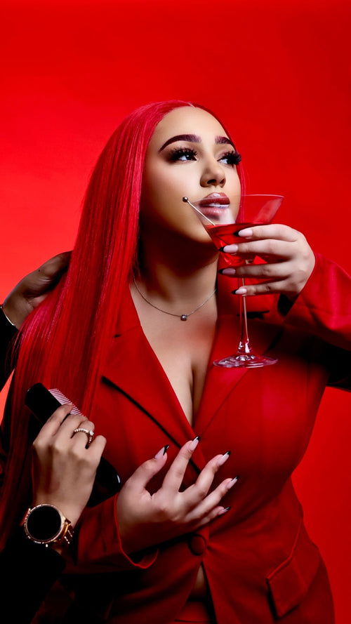 RUBI ROSE Inspired Wig - RUBI - 26" 5*5 HD Lace Closure - Vibrant Ruby Red Wig | 200% Density