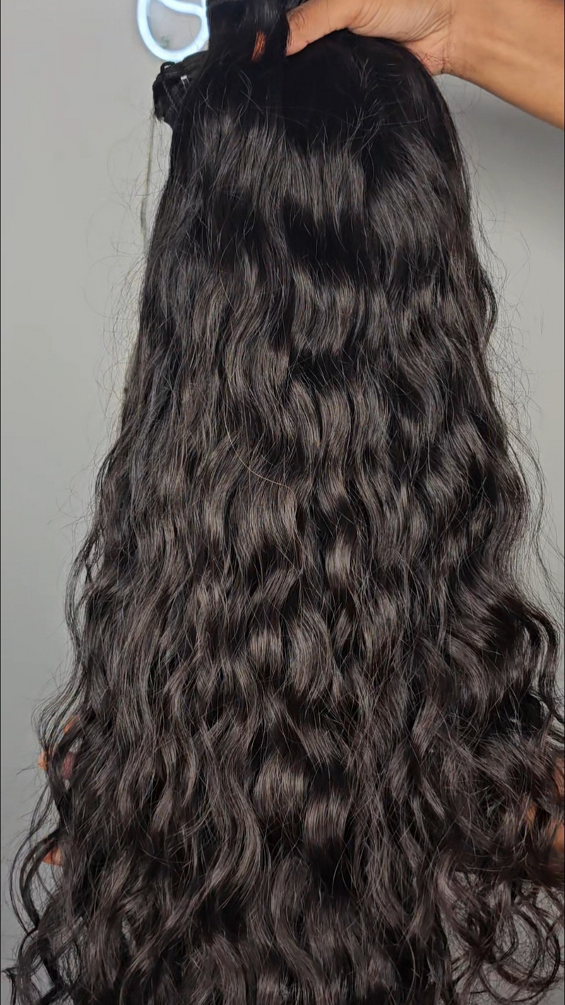 26" Natural Black Indian Curl - 100% Raw Human Hair Bundle 120g