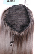 30" Drawstring Ponytail - Raw Indian Hair - Dark Brown/Natural Black Straight 220grams - VALENTINE SALE-