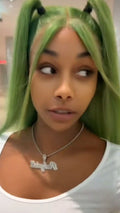 28” Lace Frontal - Custom-Colored Lime & Emerald Green Ombré Wig | Worn by PinkyDoll in VIP