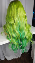 28” Lace Frontal - Custom-Colored Lime & Emerald Green Ombré Wig | Worn by PinkyDoll in VIP
