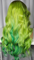28” Lace Frontal - Custom-Colored Lime & Emerald Green Ombré Wig | Worn by PinkyDoll in VIP