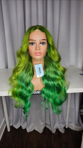 28” Lace Frontal - Custom-Colored Lime & Emerald Green Ombré Wig | Worn by PinkyDoll in VIP