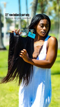 22" Natural Black V-Shape Volumizer 220grams 100% Human Raw Indian Hair