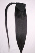 30" Clip In Ponytail - Raw Indian Hair - Natural Black Straight 120grams - VALENTINE SALE