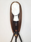 30” 4*4 Transparent Lace Closure Wig Chestnut 180% Density Silky Straight