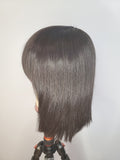 12” FRINGE/BANGS Lace Closure Wig Natural Black 180% Density Silky Straight