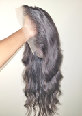 24” 13*4 Transparent Lace Frontal Wig Natural Black 200% Density