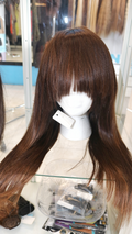 20” FRING/BANGS Lace Closure Wig Mocha 180% Density Silky Straight