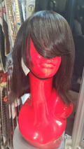 12” FRINGE/BANGS Lace Closure Wig Natural Black 180% Density Silky Straight