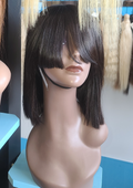 12” FRINGE/BANGS Lace Closure Wig Natural Black 180% Density Silky Straight